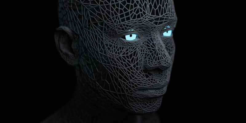 a man with blue eyes and a black background